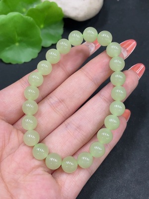 H35084496 Hetian Jade Bracelet, approx. 7.8mm beads, total weight approx. 18.4g