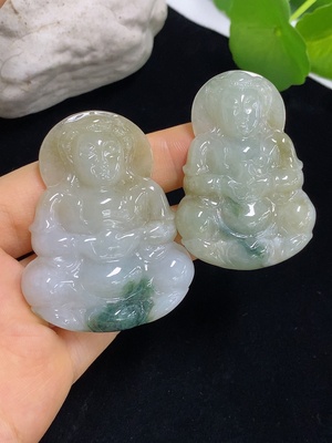 F46572714 翡翠观音挂件 一手走 货品总重约45.06克