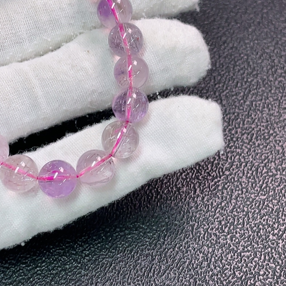 C34949485 Crystal Bracelet with Hetian Jade, Non-Natural Gemstones, Non-Gold, Total Weight Approx. 21.35g, Size Approx. 8.6mm