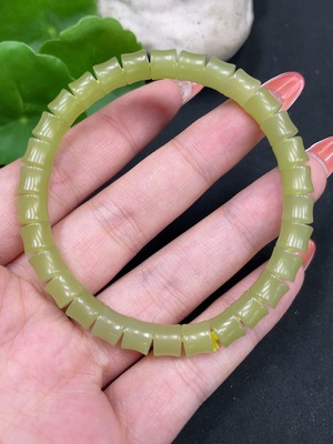 H34062597 Hetian Jade Beaded Bracelet approx. 6.5mm, Total Weight approx. 16.8g