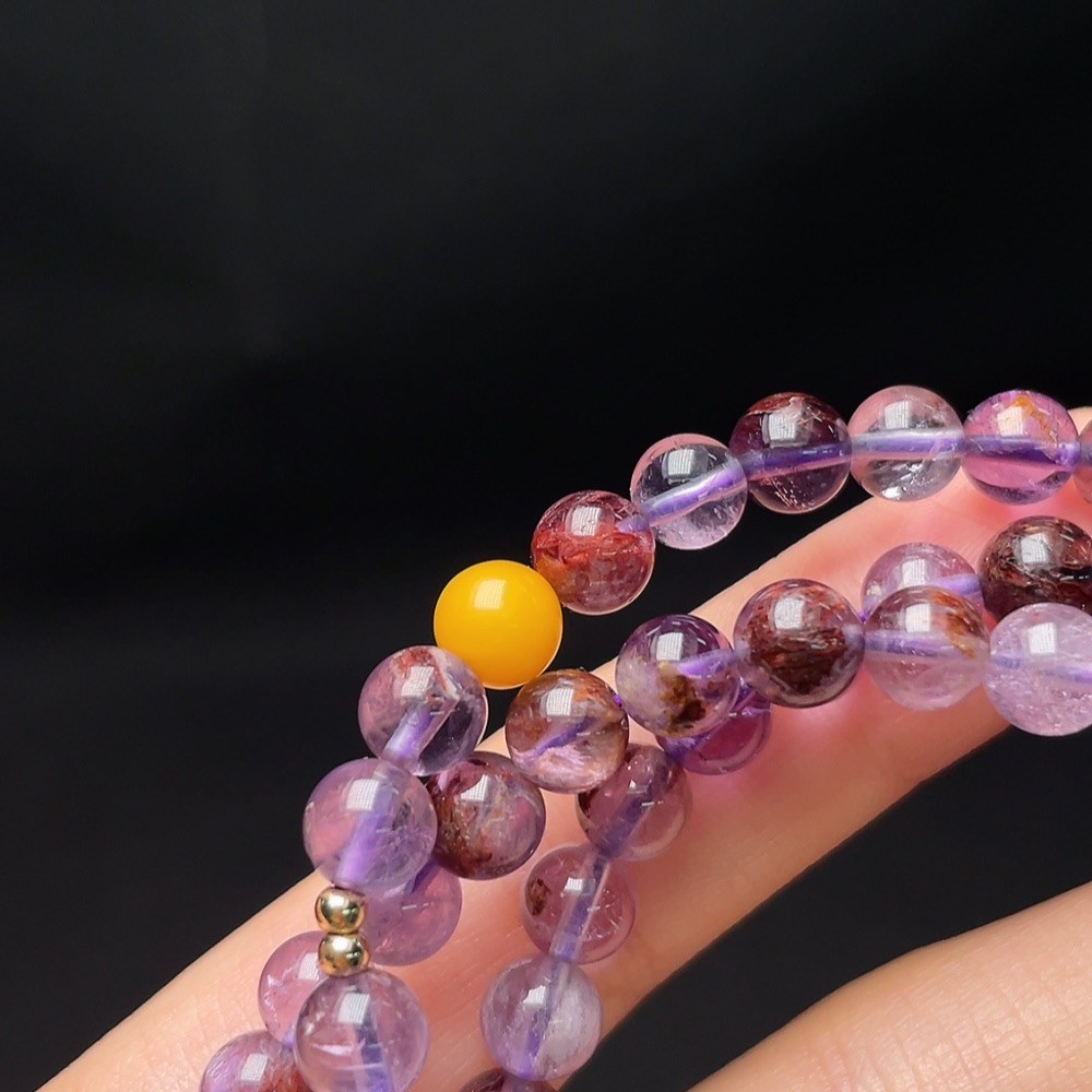 C34048437 Crystal Beaded Necklace (Color Origin Undetermined) with Amber, Non-Gold, Total Weight Approx. 32.2g, Size 6.3mm (Color)