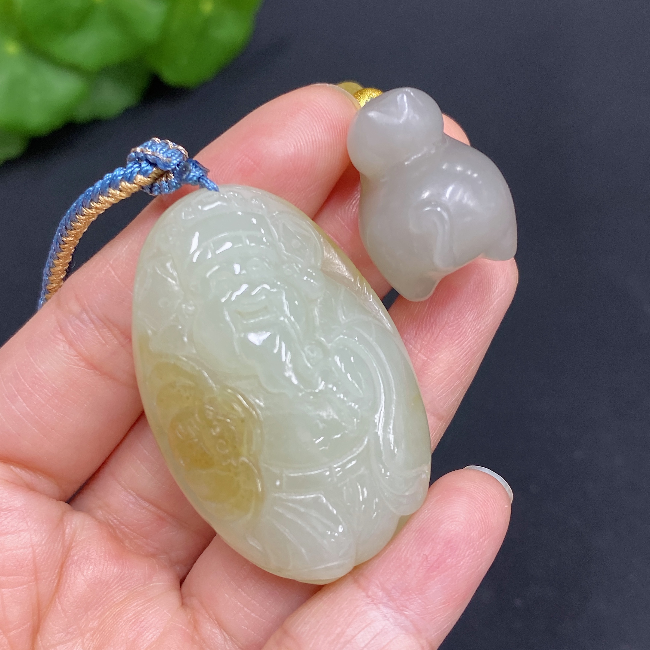 H29428133 Hetian Jade Pendant, God of Wealth, Total Weight (including rope): 42.6g, Accessories are not Hetian Jade