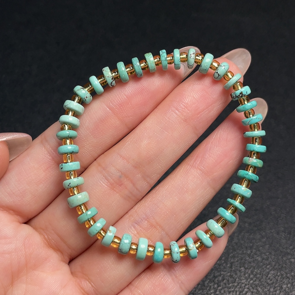 C34991309 Turquoise Bracelet with Other Mineral Components Non-Gold Total Weight Approx. 6.03g Size About 5.6mm (Including Minerals)