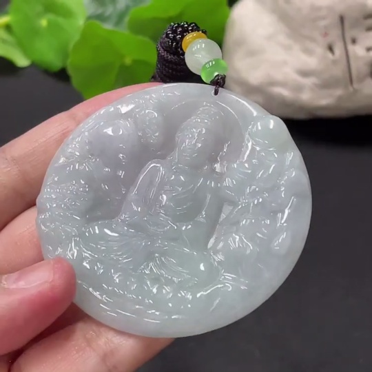 F33945567 Jadeite Great Sun Tathagata Pendant Total weight about 39.77g With non-A grade beads