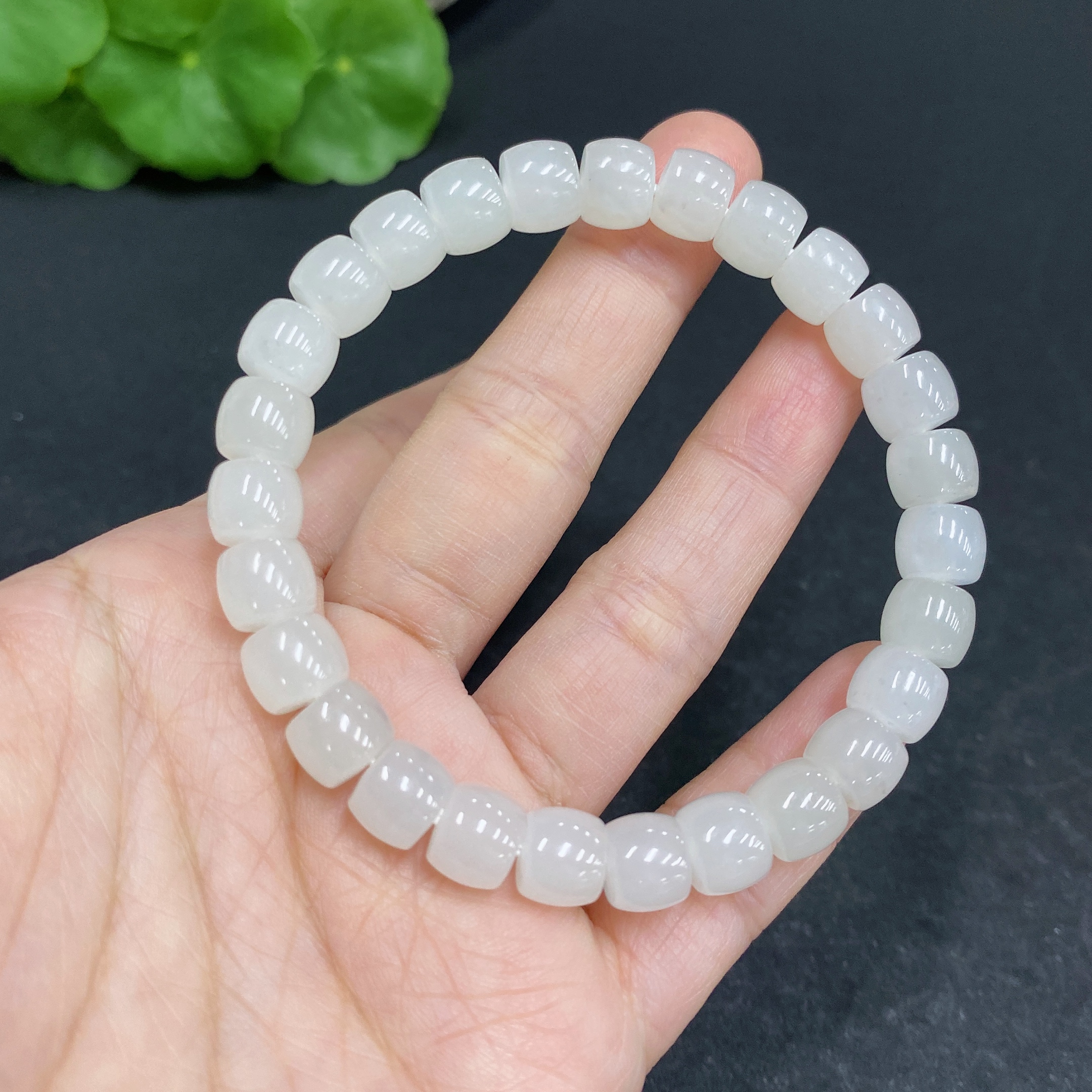 H33938778 Hetian Jade Bracelet Approx.7.5mm Total Weight Approx.22.4g