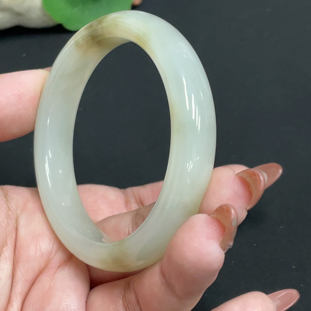 H34074664 Hetian Jade Round Bracelet, Size 53.7, Total Weight Approx. 46.6g