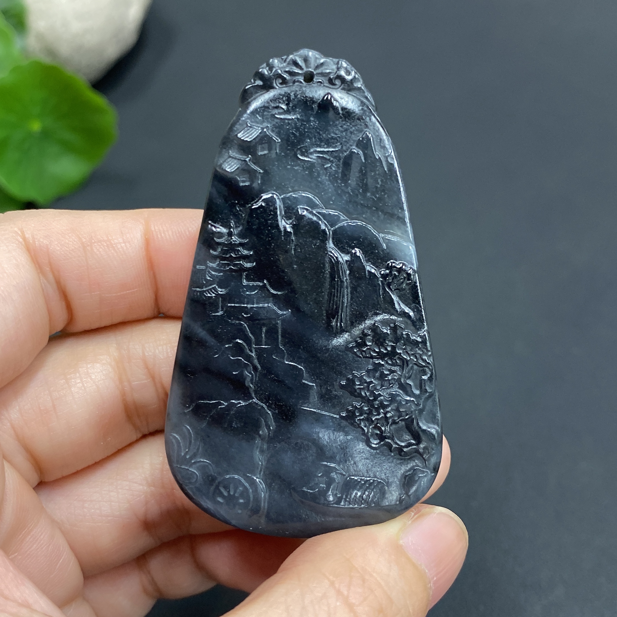 H19143105 Hetian Jade Pendant, Landscape Plaque, Total Weight Approx. 39.3g