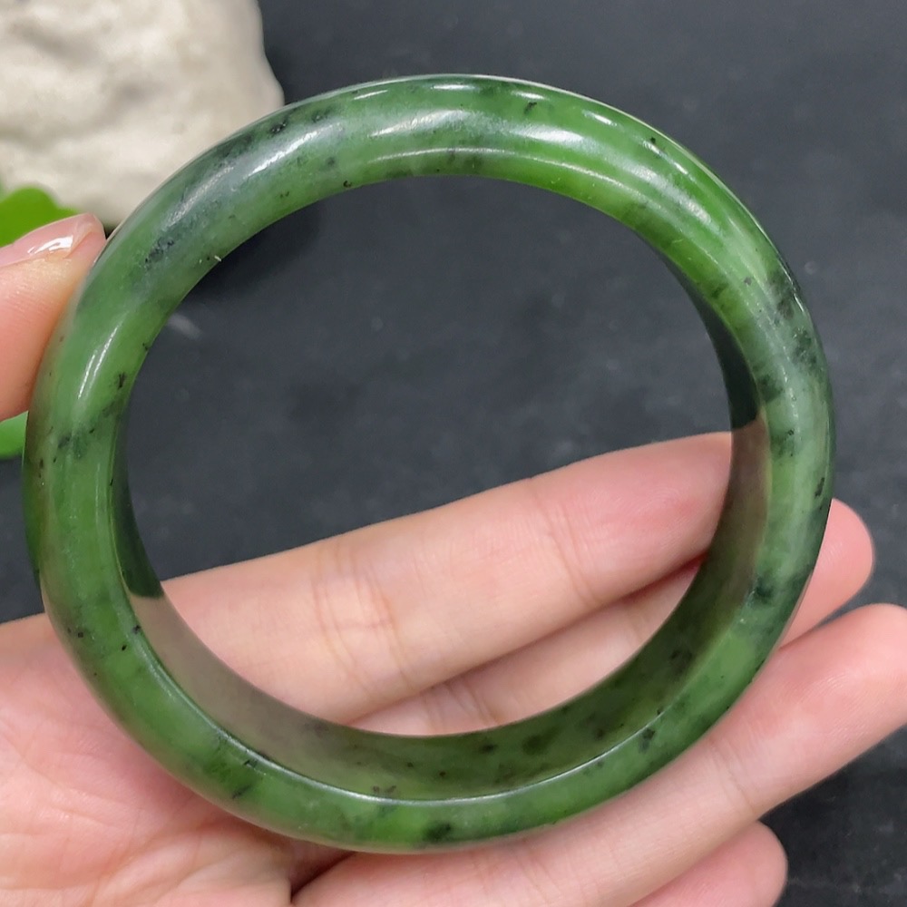 H31582303 Hetian Jade Round Bracelet, Size 57.7, Total Weight Approx. 54.2g