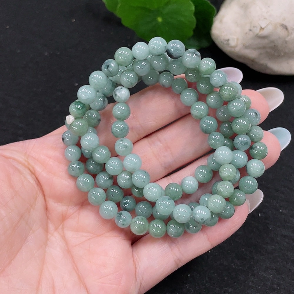 F33873724 Jadeite Bead Necklace Approximately 6.5mm Total Weight About 45.3g