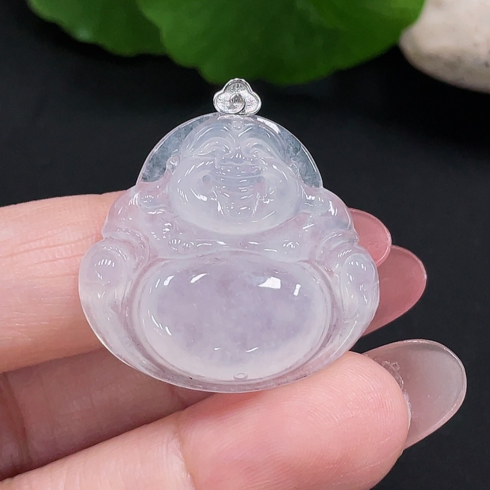 F34981854 Jadeite Buddha Pendant with 18K Gold, Total Weight Approx. 6.2g