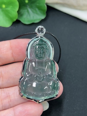 F41942013 翡翠观音镶嵌吊坠 非金镶 货品不含绳重约10.15g