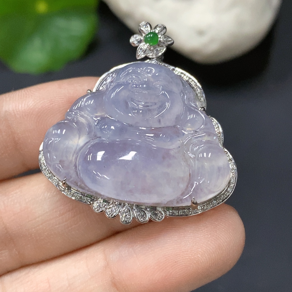 F15648868 Jadeite Buddha Pendant with 18K Gold Setting, Approx. 7.3g