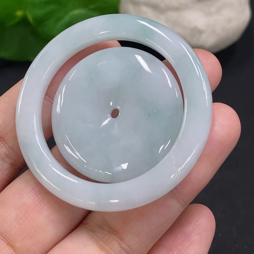 F32801123 Jadeite Mother-Child Button Pendant