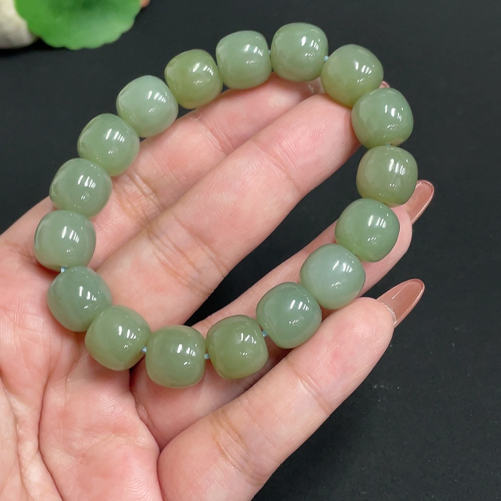 H34073904 Hetian Jade Bracelet Card 11.6 mm Approx. Total Weight About 45.7g
