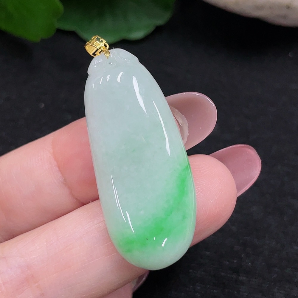 F32774371 Jadeite Blessing Melon Pendant 18K Gold Total Weight Approx. 7.1g