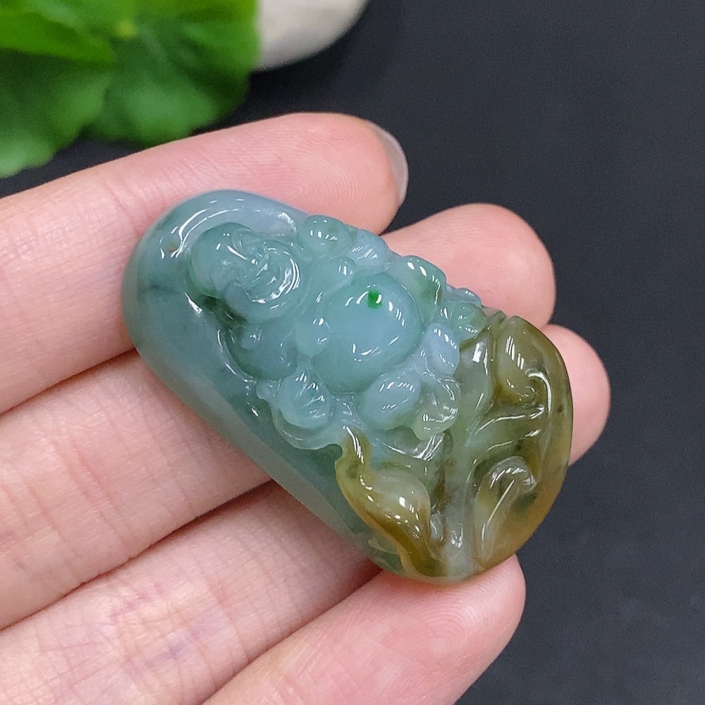F35123879 Jadeite Buddha Pendant, Total Weight Approx. 15g