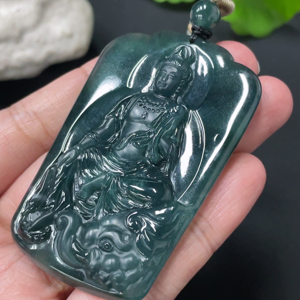 F27110753 Jadeite Samantabhadra Bodhisattva Pendant Total Weight Approx. 39.9g