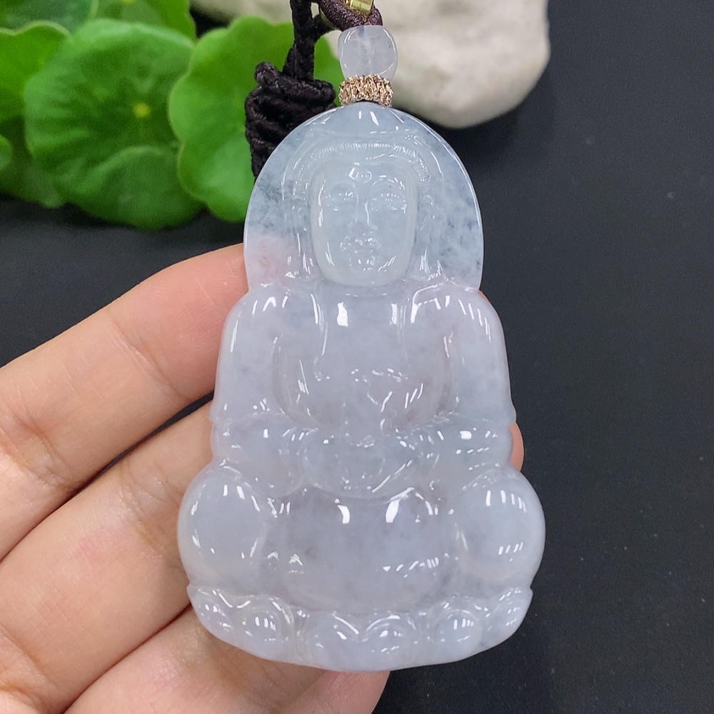 F27137272 Jadeite Guanyin Pendant, Total Weight with Cord Approximately 32.2g