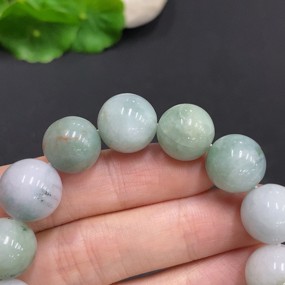 F35124108 Jadeite Beads Total Weight Approx. 57g Size 13.5mm Contains Small Amount Colored Polishing Powder