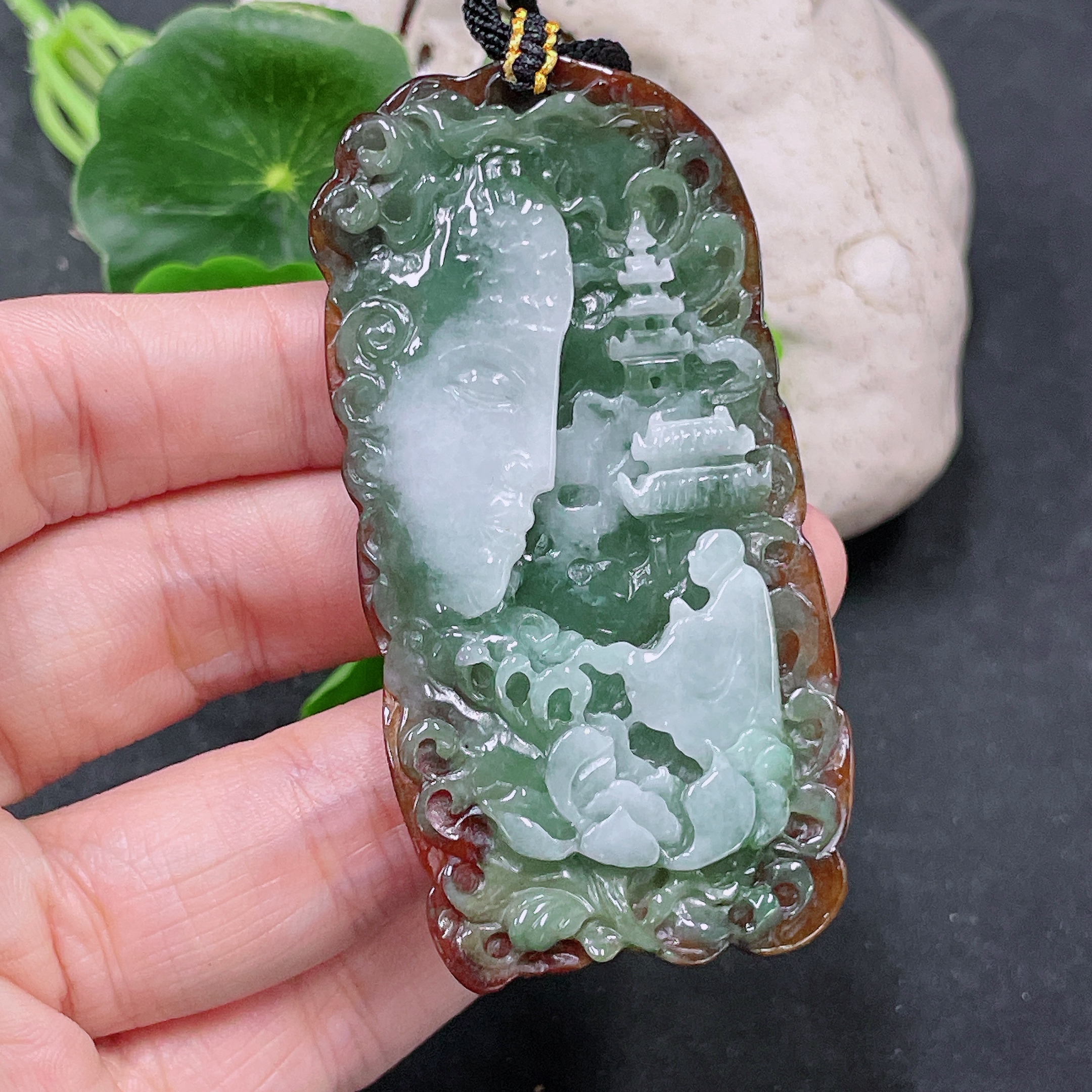 F33864697 Jadeite Pendant, Color Origin Undetermined, Total Weight Including Rope Approximately 31.3g