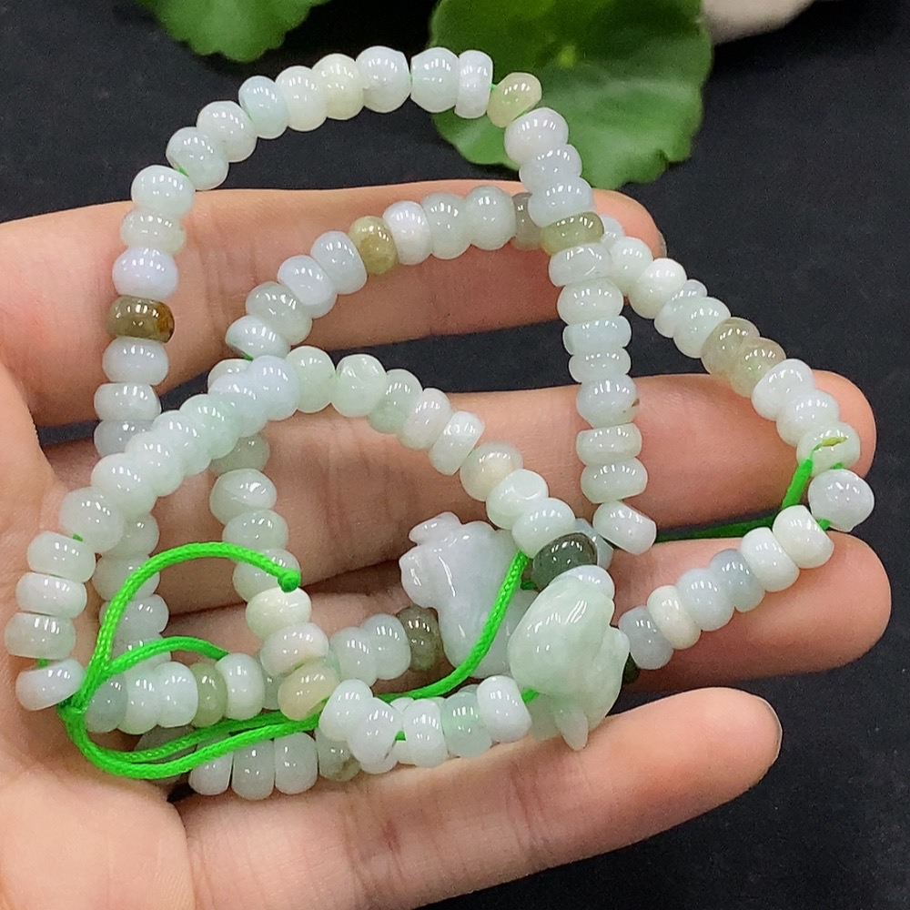 F30548643 Jadeite Bead Necklace Approx. 6mm Total Weight Approx. 36.2g Color Origin Undetermined