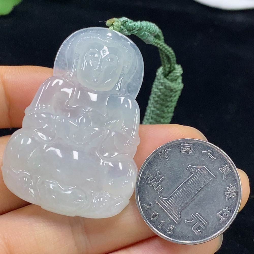 F33910482 Jadeite Guanyin Pendant Total weight approx. 18.15g (including rope weight)