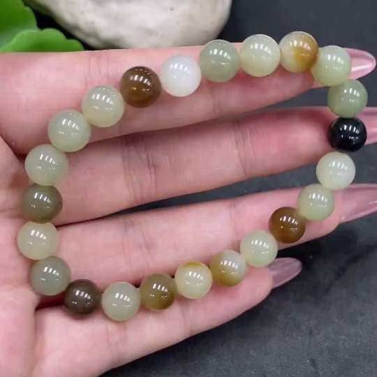 H33924445 Hetian Jade Bracelet Approx. 7.8mm Total Weight Approx. 18.1g