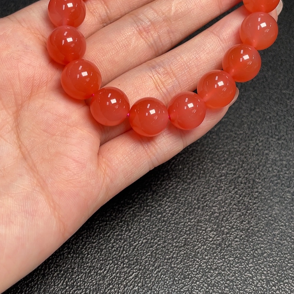 C33921077 South Agate Beaded Bracelet, Total Weight Approx. 36.92g, Size Approx. 11.3mm