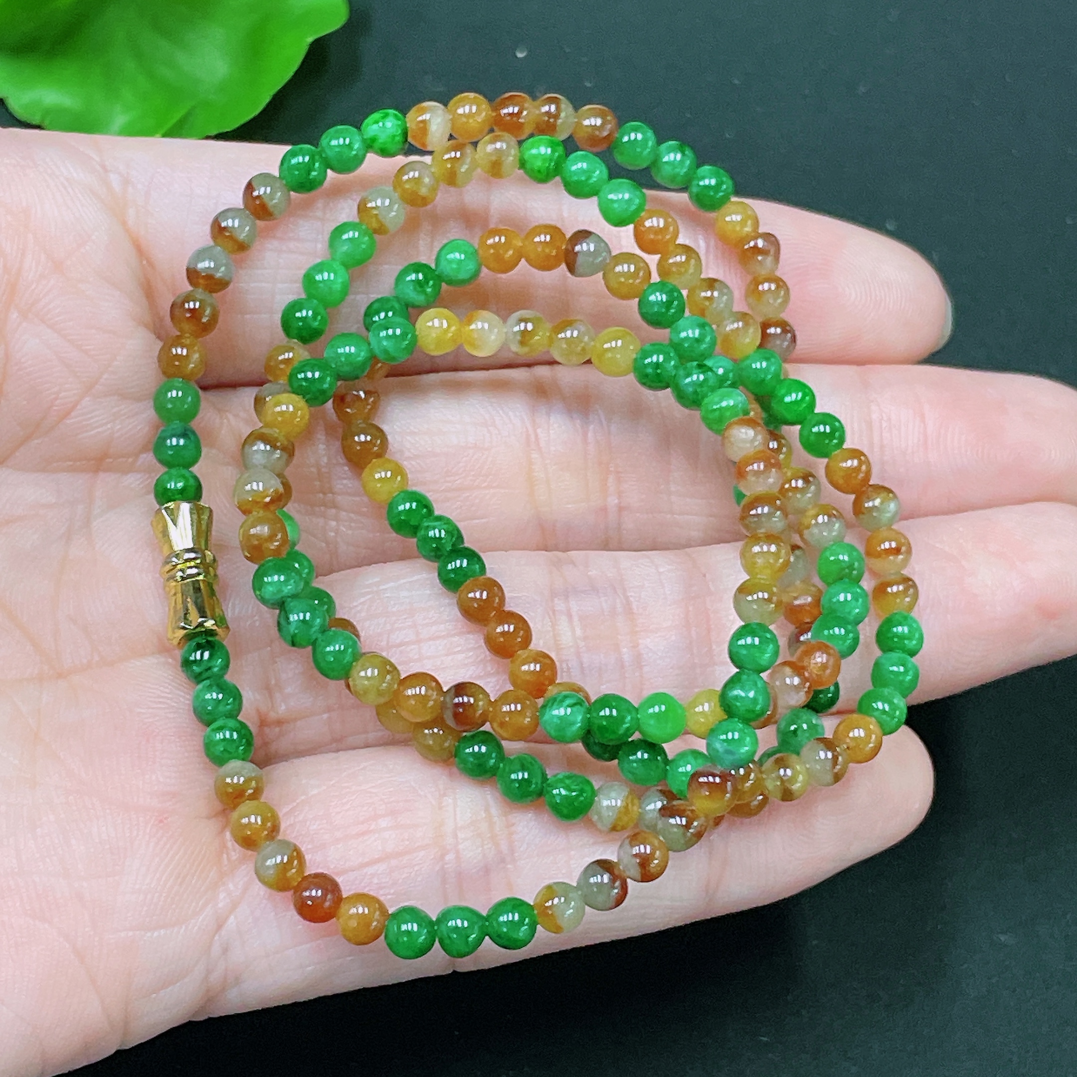 F33865689 Jadeite Bead Necklace Approx. 3.6mm Total Weight Approx. 14.13g Non-Gold Color Origin Undetermined