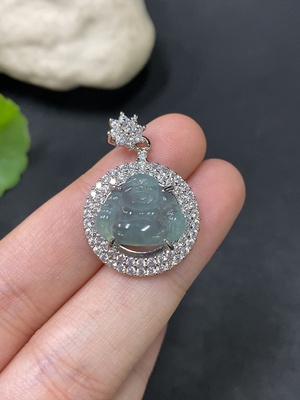 F28292550 Jadeite Buddha inlaid piece non-gold total weight approx. 3.82g