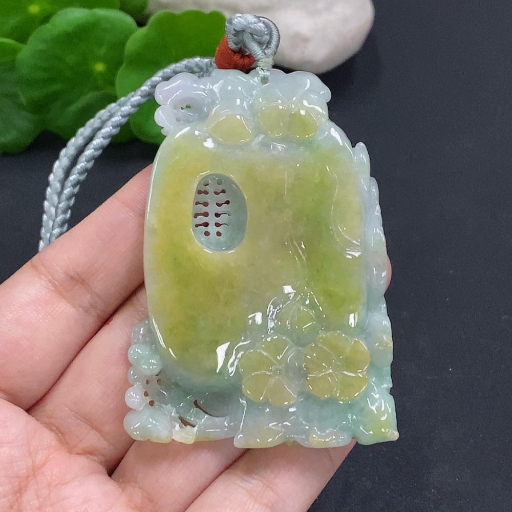 F30570112 Jadeite Phoenix Pendant Total Weight Including Rope Approx. 75.3g (Color Origin Undetermined)