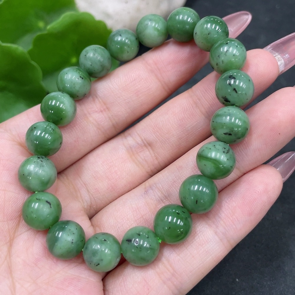 H33896454 Hetian Jade Bracelet Approx. 9.5mm Total Weight Approx. 27.2g