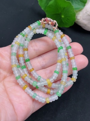 F30453420 Jadeite Beaded Necklace approx. 4.3mm Total Weight approx. 25.6g (Non-gold Inlaid) (Color Origin Undetermined)