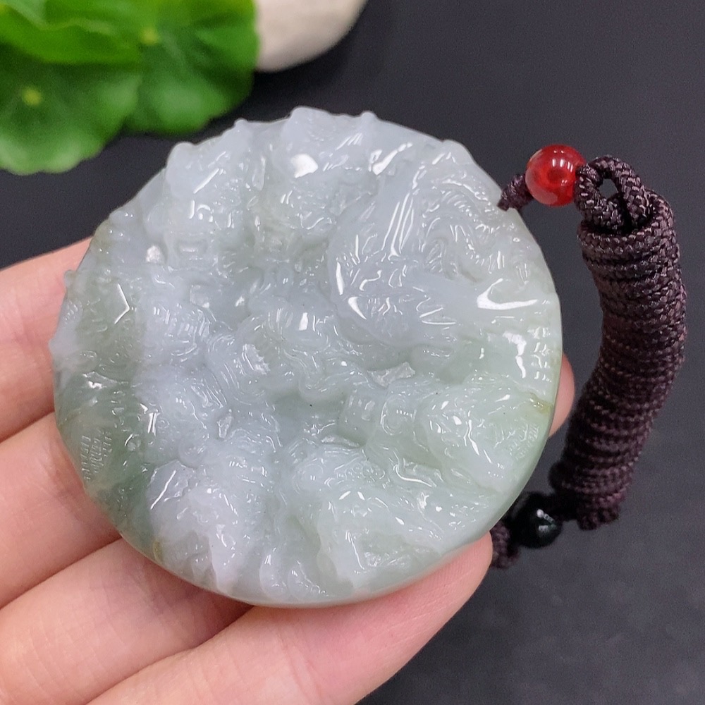 F33877755 Jadeite Nine Dragons Protecting the Master Pendant