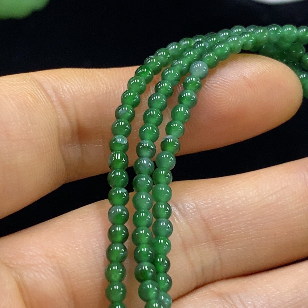 F34025194 Jadeite Bead Necklace Approx. 2.8mm Total Weight Approx. 7.87g
