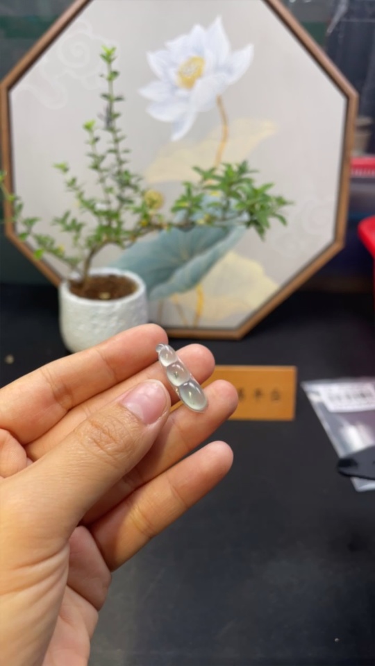 F32754771 Jadeite Auspicious Bean Inlay Piece