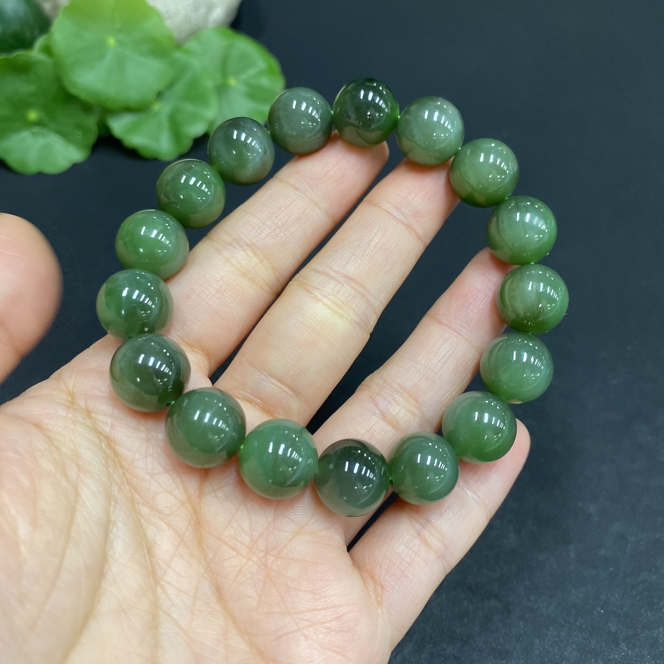 H32703856 Hetian Jade Bracelet Approx.11.7mm Total Weight Approx.45.3g