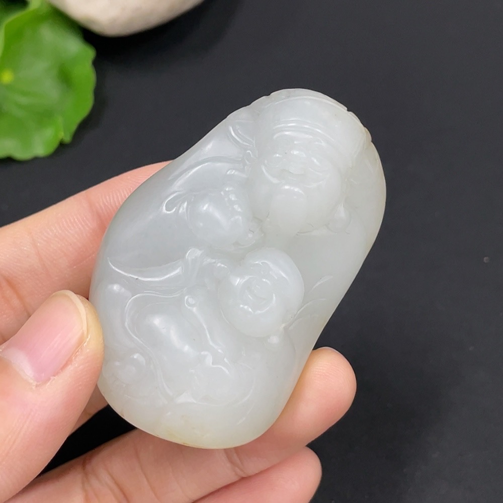 H29324218 Hetian Jade Pendant Wealth (Undetermined skin color origin, Total weight about 63.7g)