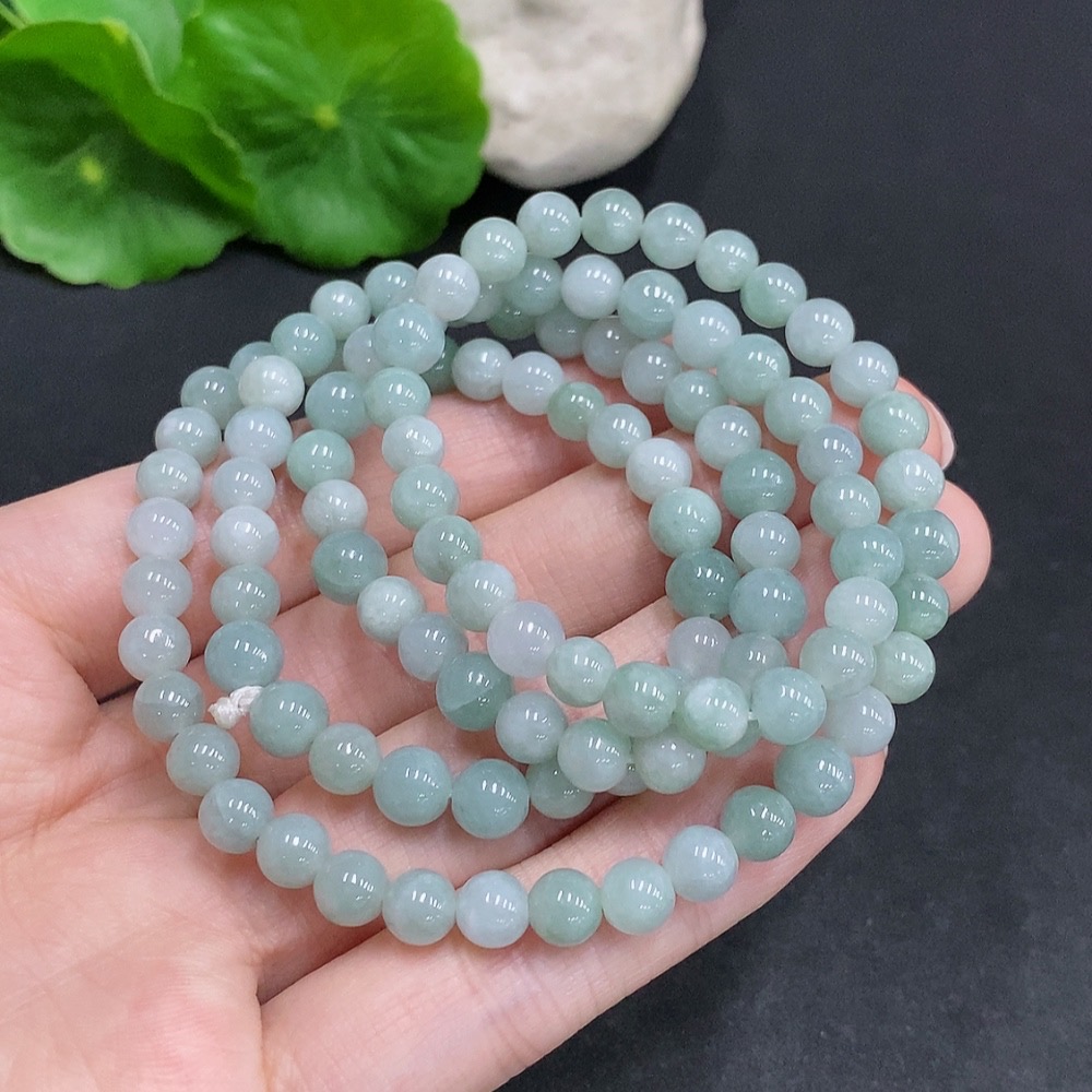 F34969260 Jadeite Bead Necklace Total Weight Approx. 37.3g Size About 5.7mm