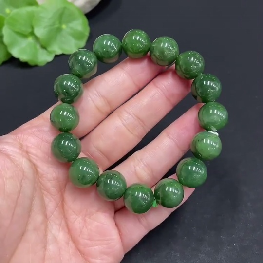 H35102411 Hetian Jade Jasper Bracelet approx. 11.9 mm Total Weight approx. 42.4g
