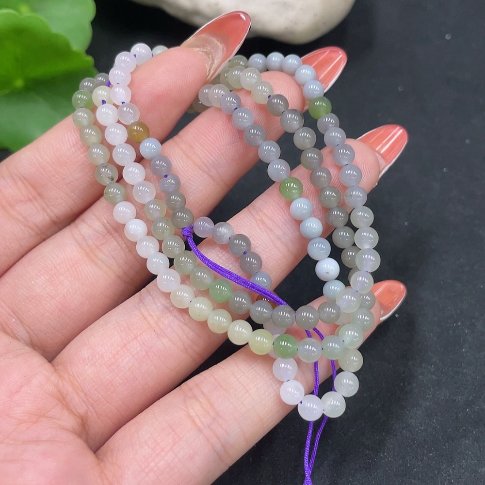 H34053225 Hetian Jade Bead Necklace Approx. 4mm Total Weight Approx. 11.9g