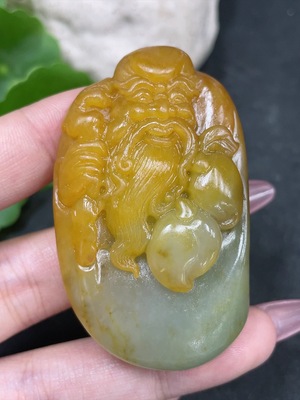 H33841453 Hetian Jade Pendant, Shouxing Gong, Undetermined Skin Color Formation, Total Weight Approx. 58.6g