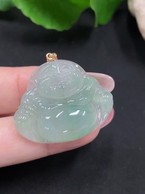 F34032251 Jadeite Buddha Pendant with 18K Gold, Total Weight Approximately 9.17g