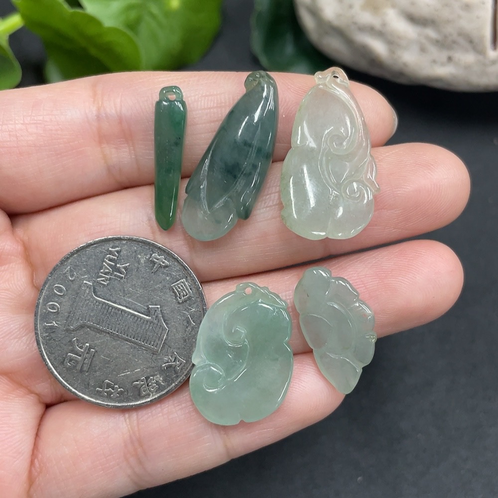 F15649653 Jadeite Inlaid Pieces (Sold as a Lot)