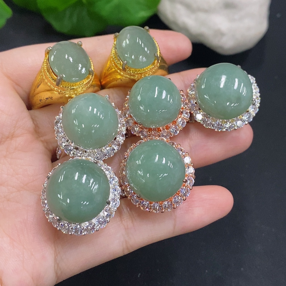 F32775903 Jadeite Cabochon Sell as a Lot Non-Gold Setting