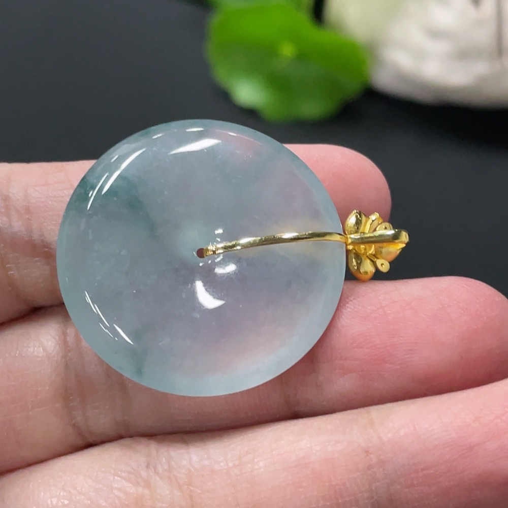 F35145496 Jadeite Pendant Peace Buckle 18k Total Weight Approx. 10.16g