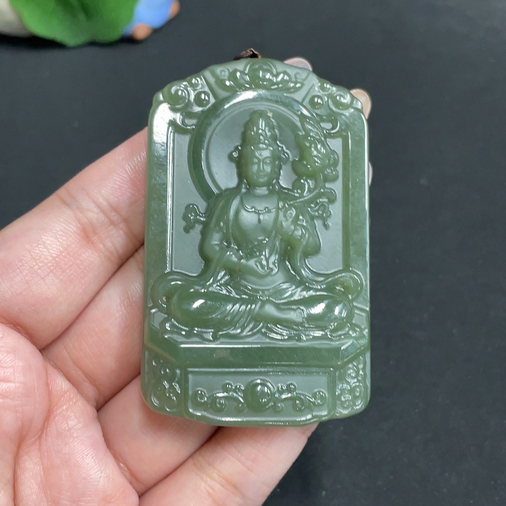 H31678403 Hetian Jade Pendant Guanyin Total Weight Approx. [Including Rope] 65.4g