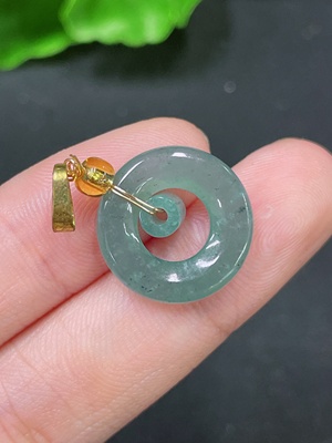 F34957761 Jadeite Mother-and-Child Button Pendant Non-Gold Button Total Weight Approx. 1.87g