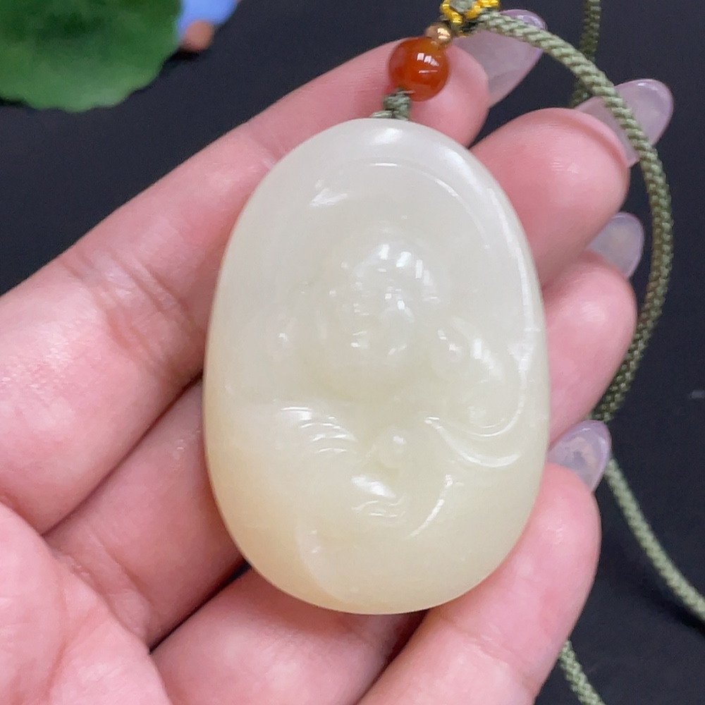 H33930748 Hetian Jade Pendant Buddha Total Weight [with rope] 46.5g