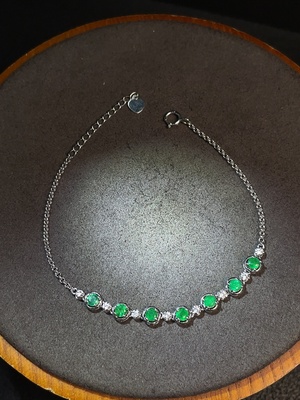 C34008938 Emerald Bracelet Clarity Enhanced Non-Diamond 18K Gold Total Weight Approx. 2.56g